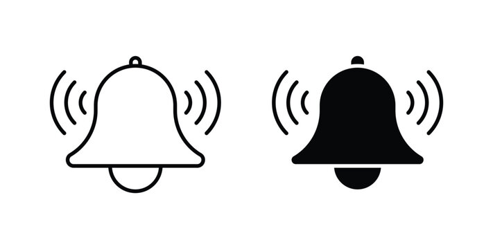 Bell ring icon, outline style icon for web. vector graphics