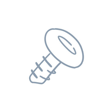 Simple line art illustration of a metal screw.