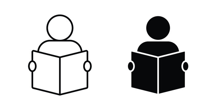 Book open reader icon, outline style icon for web. vector graphics