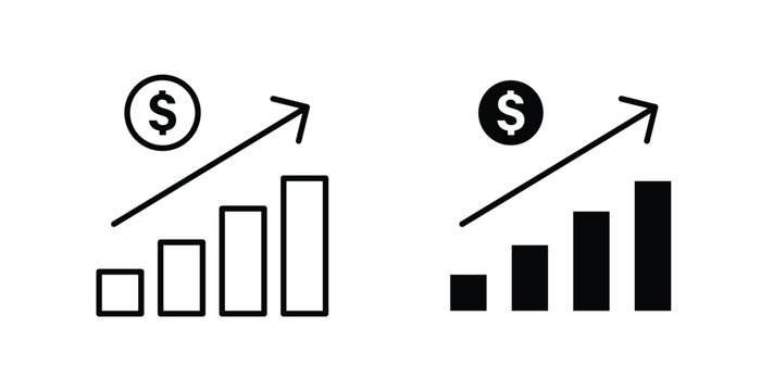 Chat arrow grow icon, outline style icon for web. vector graphics