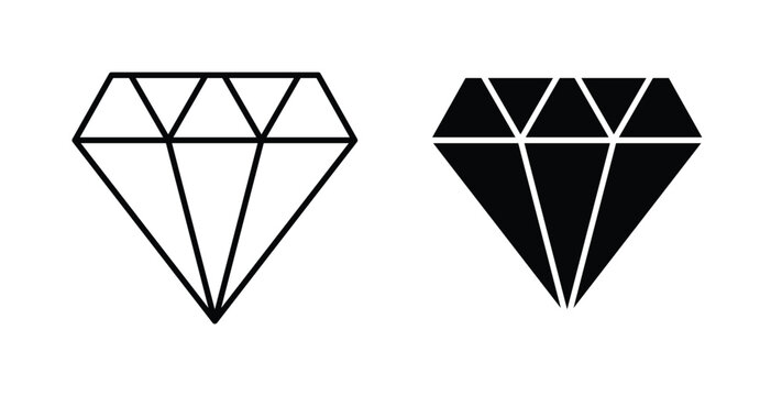 Diamond icon, outline style icon for web. vector graphics
