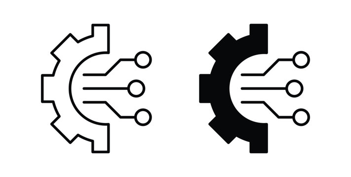 Digital transformation icon, outline style icon for web. vector graphics