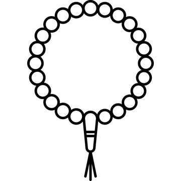 Islamic prayer beads misbaha tasbih line icon
