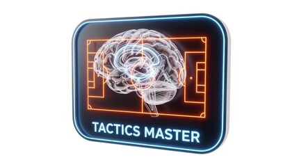 Fototapeta premium Neon Brain Tactics Master Badge Illustration