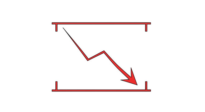 Red downward arrow symbolizing financial decline and negative market trend