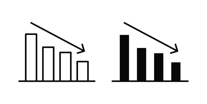 Loss Chart Icon, outline style icon for web. vector graphics