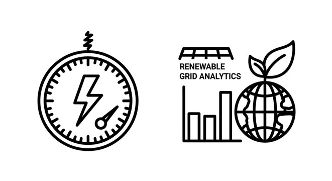 Renewable energy meter and global analytics concept with renewable, analytics
