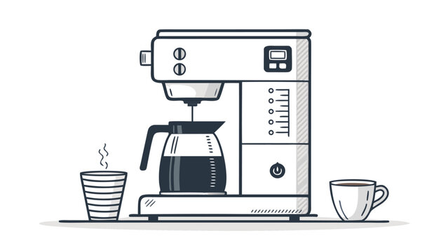 Coffee Maker Machine With Cups.