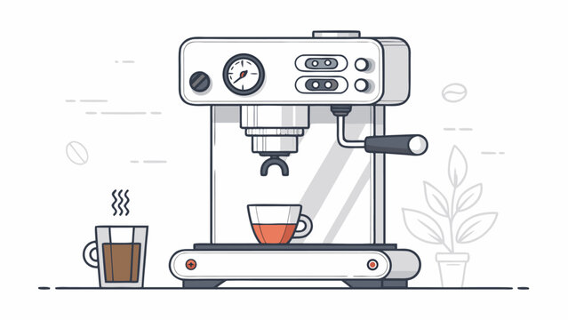 Modern espresso coffee machine with cups.