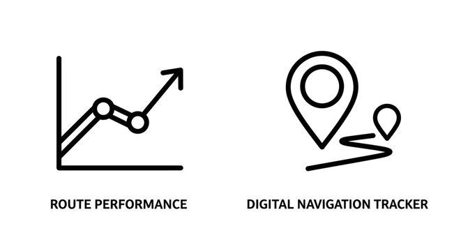 Route performance graph and digital navigation tracker icons for progress