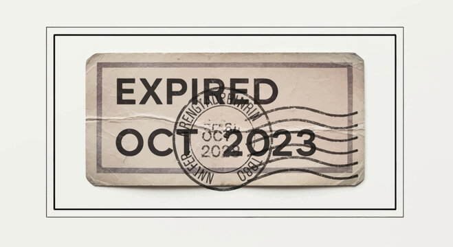 Grunge expired date stamp October 2023 with vintage texture