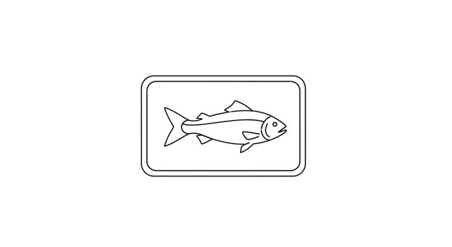 Simple Line Drawing of a Fish in a Rectangle Frame