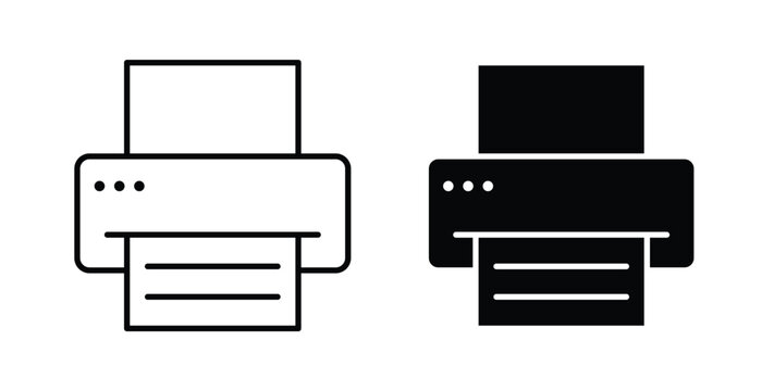 Print icon, outline style icon for web. vector graphics