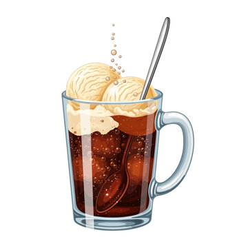 Refreshing Root Beer Float Illustration with Vanilla Ice Cream