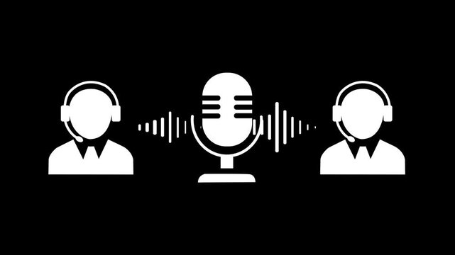 Minimalist Man Microphone Sound Wave Animation Clean Line Art Podcast Speaker Audio Assistant User Interface Motion Graphic Video