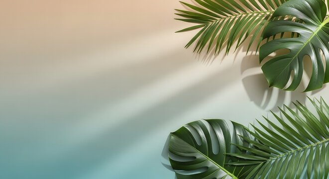 Vibrant japanese tanabata festival background with tropical leaves and gradient colors