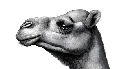 Fototapeta premium Detailed black and white sketch of a camel