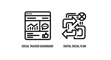 Obraz premium Social media tracker dashboard and digital flow interface icons with dashboard