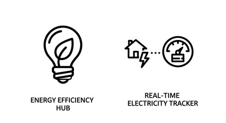 Energy efficiency hub and real-time electricity tracker eco friendly icons © Raisul54
