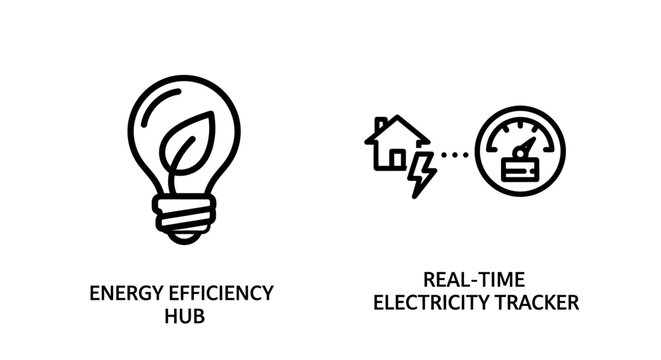 Energy efficiency hub and real-time electricity tracker eco friendly icons