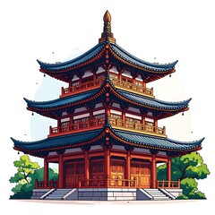 Obraz premium Traditional Chinese pagoda with ornate architecture.