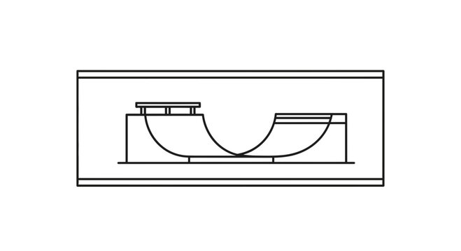 Skatepark Half Pipe Ramp Line Art Illustration for Extreme Sports