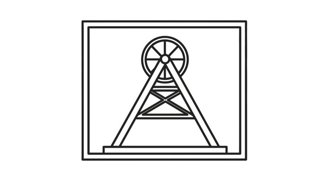 Mining Headframe Line Art Icon - Industrial Extraction Symbol