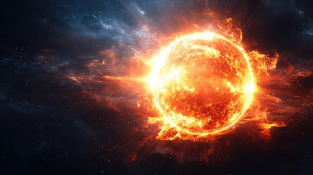 Radiant Sun's Fiery Corona Erupting in Cosmic Space