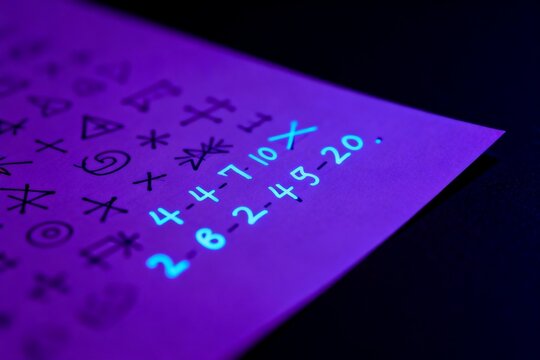 Glowing Eye Chart Under UV Light with Symbols