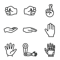 Fototapeta premium Hands and robotic hand illustrations.