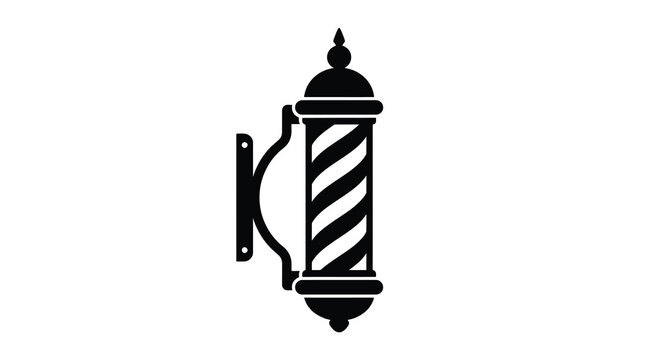 Barber pole with wall mount black and white silhouette barbershop haircut shaving salon styling grooming hairdressing