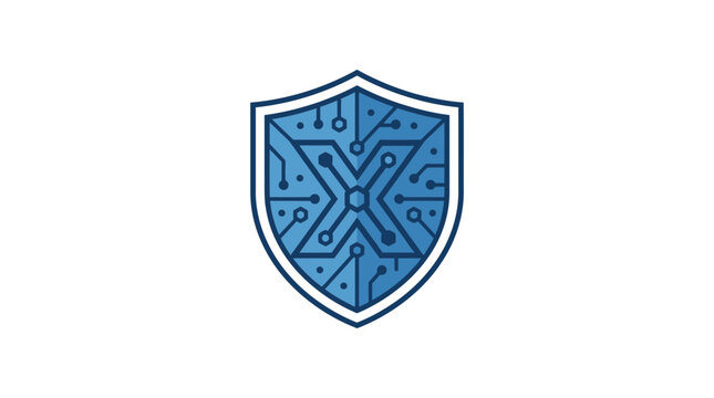 Digital Shield Logo with Circuit Board Pattern