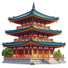 Fototapeta premium Traditional Chinese temple architecture with intricate details.