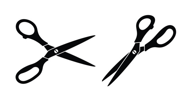Pair Of Scissors In Black Silhouette shears cutting tool craft office stationery blade metal steel handle