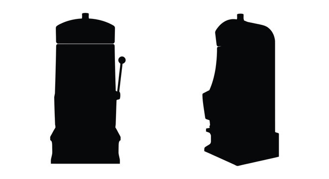 Two slot machines in black silhouette against a white background silhouette slotmachine slotmachines gambling casino gaming