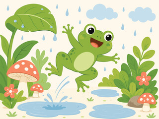 Obraz premium Cute children storybook animal illustration shows friendly forest characters in colorful kids book style