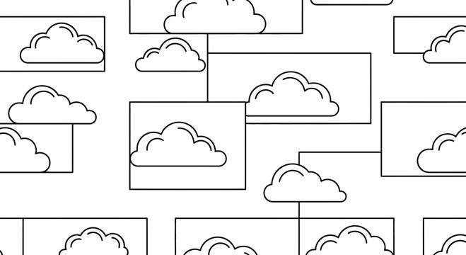 Seamless cloud computing network pattern, abstract digital technology background