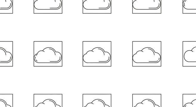 Seamless Cloud Pattern: Digital Art, Weather Icons, Sky Elements, Minimalist Design