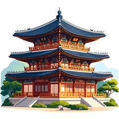 Fototapeta premium Traditional Chinese temple architecture with ornate roofs.