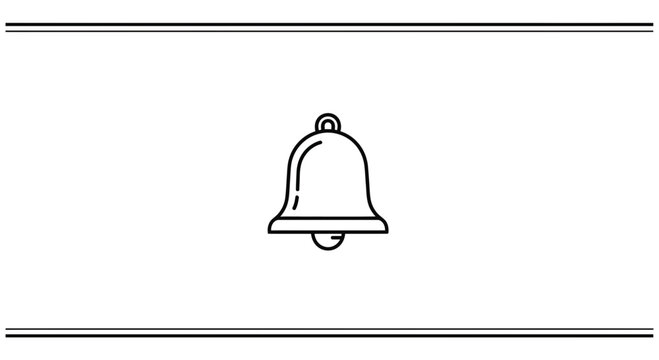 Simple Bell Icon, Notification Alert Symbol, Ringing Sound Graphic