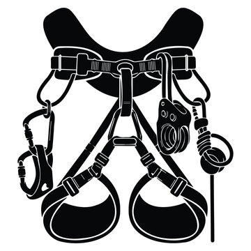 Climbing harness vector illustration line art safety gear equipment outdoor sport.