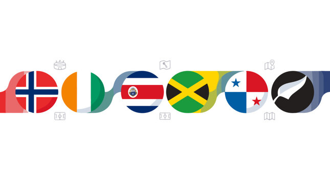 Collection of flags from different countries representing diversity