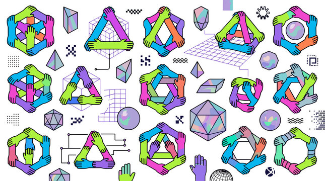 Colorful geometric 3d shapes and structures