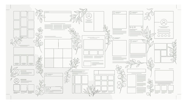 Collection of detailed house and room interior design sketches