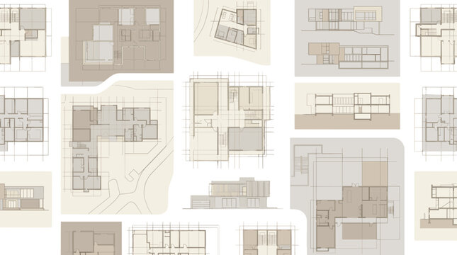 Collection of architectural building plans and blueprints for design