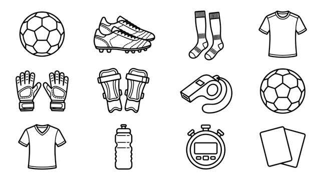 Collection of soccer equipment and accessories