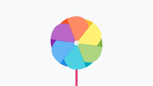 Seamless looping animation of a flower paper pinwheel toy spinning dynamically in the wind.