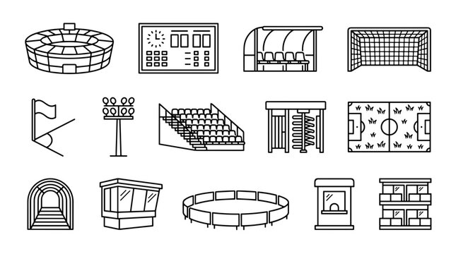 Collection of various sports and recreational facility icons