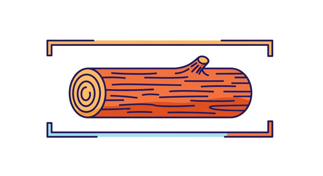 Illustration of a stylized tree log with growth rings, framed by abstract geometric lines
