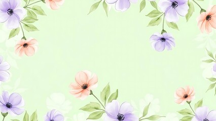 Fototapeta premium Floral Border Design Light Green